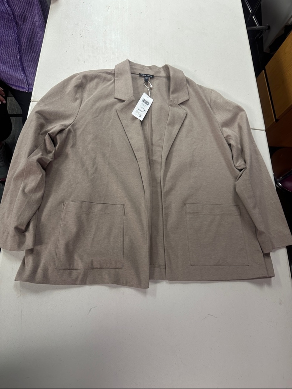 Eileen Fisher Open-Front Taupe Jacket XL NWT